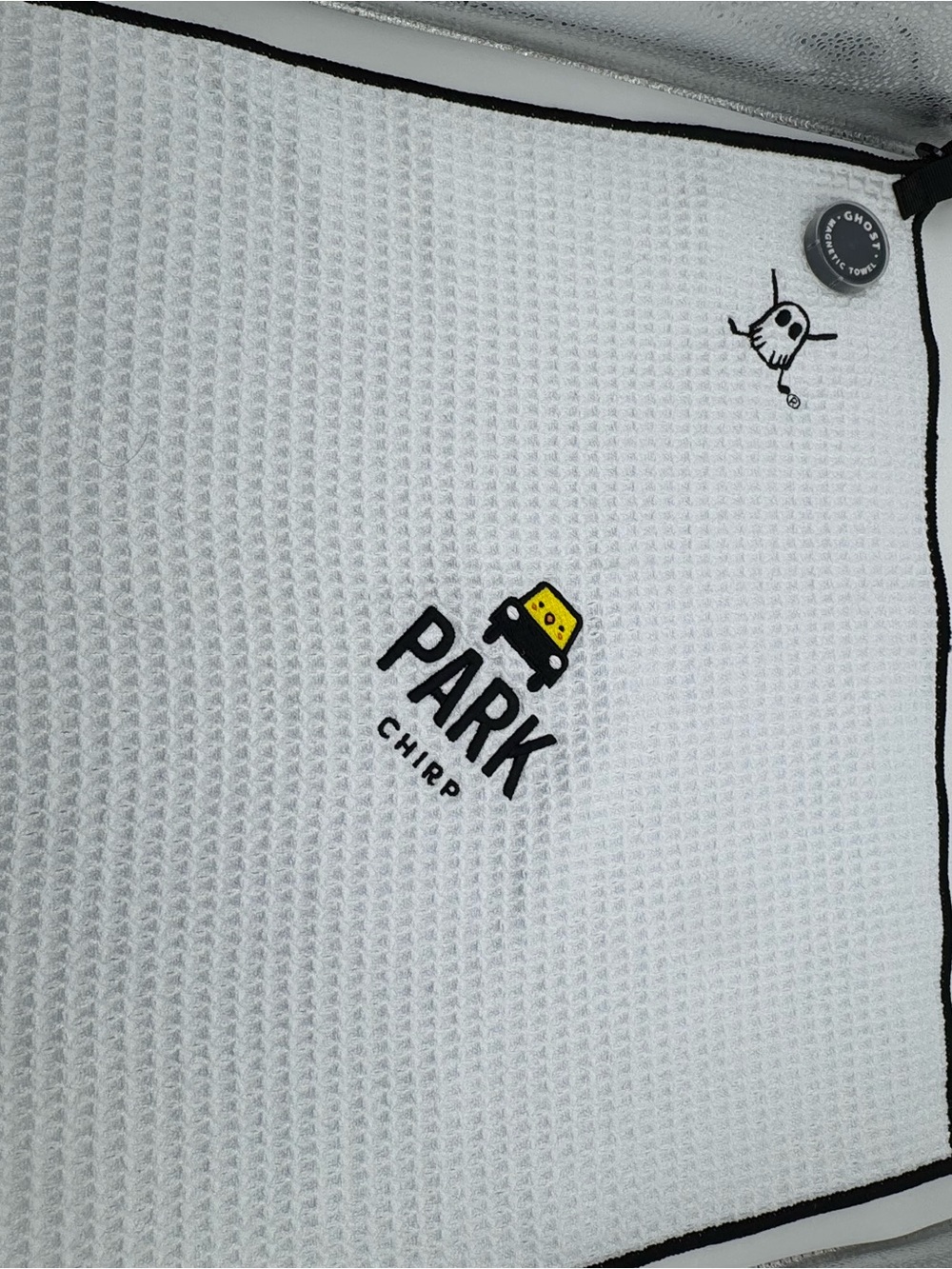 Ost White Waffle Park Chirp Play Mat with Black and Yellow Accents Golf Magnet